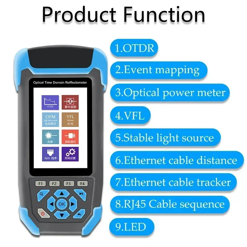 Testador otdr de fibra óptica superior 1310 1550nm 9 em 1, análise de teste de alta precisão, ferramenta de teste opm vfl, ferramentas de fibra