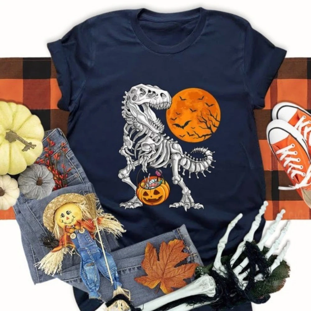 

Halloween Shirts Boys Kids Dinosaur Skeleton T Rex Scary T-Shirt Spooky Saurus Rex TShirt Cute Halloween Shirt Mens Cotton Tops