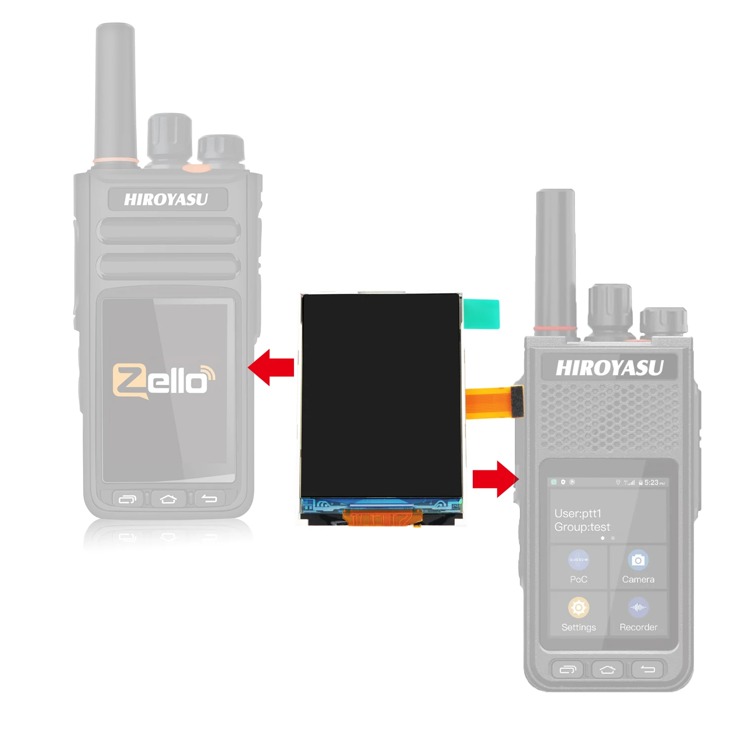 HIROYASU HI-B8 HI-B8Pro PoC Radio 2.4-inch LCD Replacement Parts