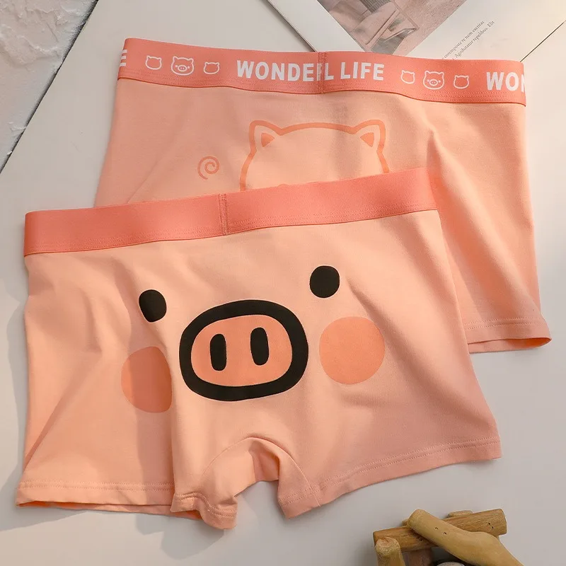 1pcs Cartoon Men Flat Boxer Shorts Breathable Man Sport Underwear Cotton Cute Pink Male Swimming Trunk Seamless Boy Beach Briefs