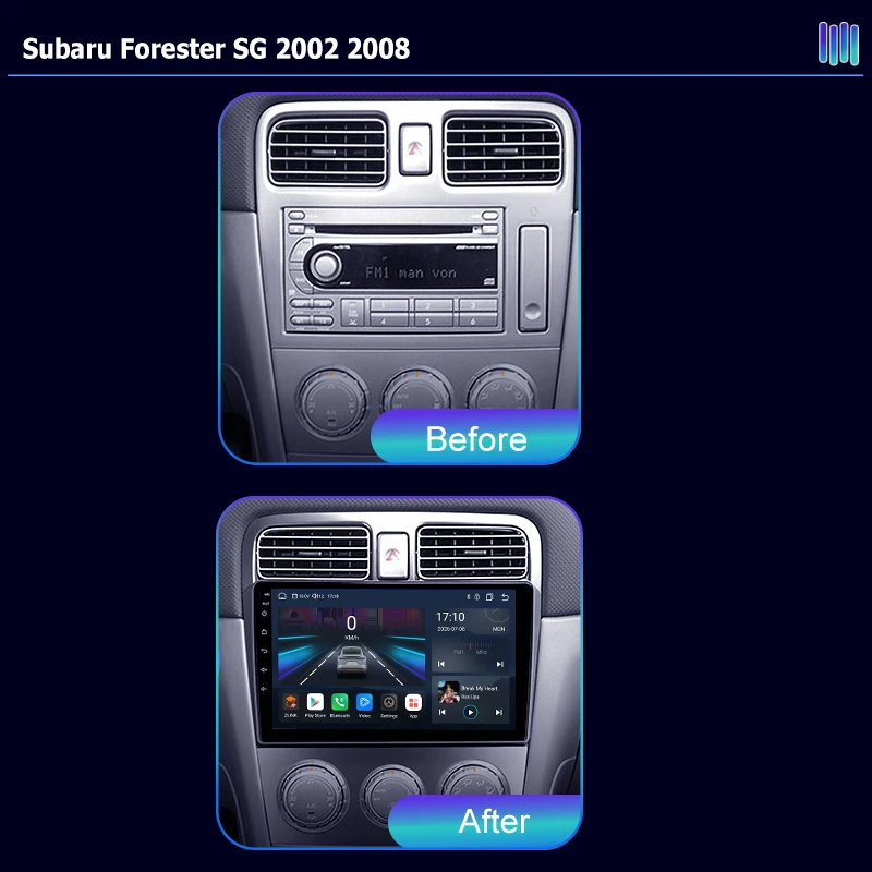 Android Car Radio AI VOICE  Multimedia player for Subaru Forester SG 2002 2008 GPS Navigation Stereo Screen Video Tape Recorder