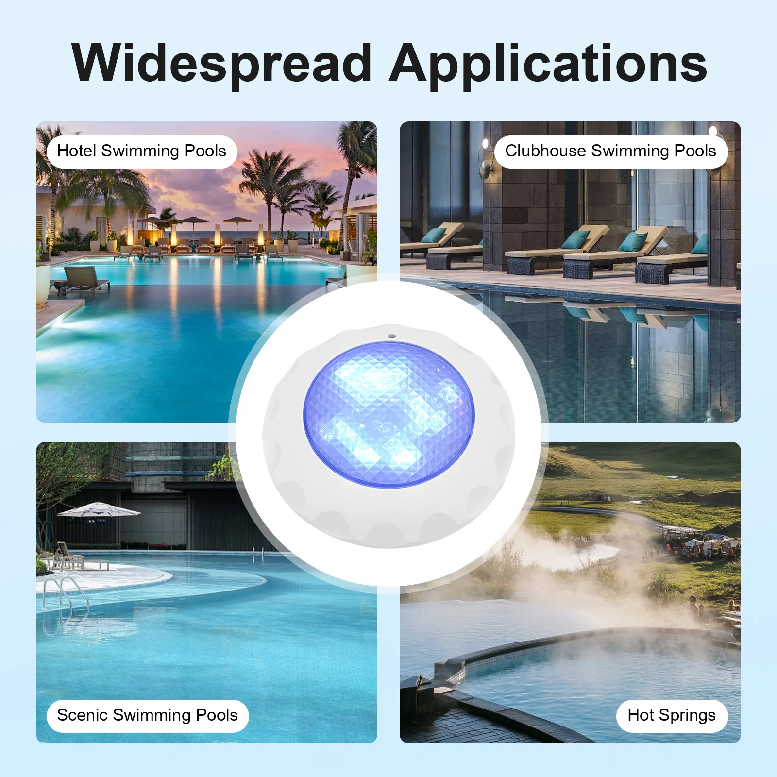 

IP68 Waterproof Underwater Lamp w/ Remote Control, 45W RGB LED Swimming Pool Light, Beads Multi-Mode for Hotel Club Pool Decor