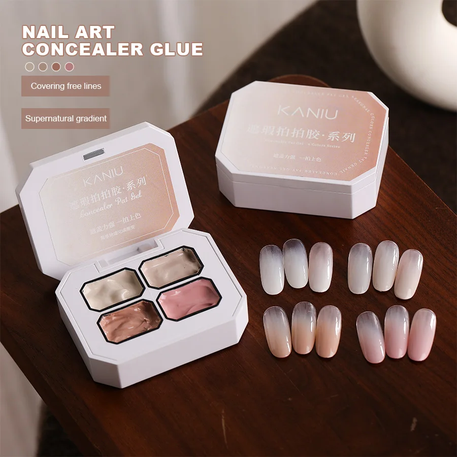 KANIU 4 Colors Neutral Nude Concealer Pat UV Gel Palette Nude Color Gradient Painting Gel Covering Nail Free Edge For Nail Salon