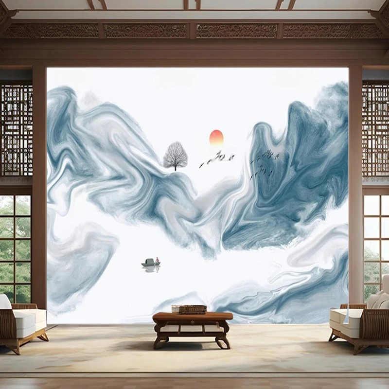 New Chinese-Style Imagination Ink-Wash Landscape Abstract Decorative Painting - Scenic View Luxurious And Unique Mountain Range
