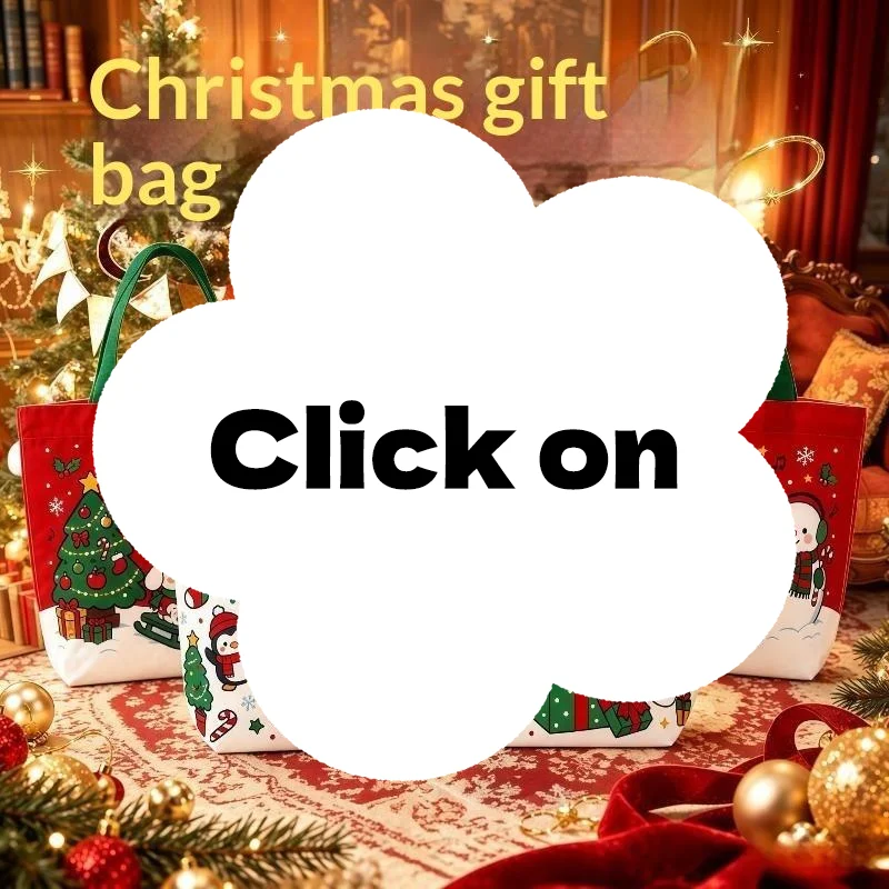 Christmas Handheld Cloth Gift Bag Adorable Cartoon Santa Xmas Tree Design Portable Pouch for Party Decor Kids Candy Storage