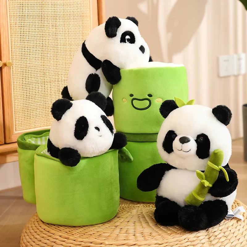 

2in1 Cute Creative Funny Bamboo Tube Panda Plush Toy Stuffed Animal Plushie Doll Pillow For Kids Girls Gift