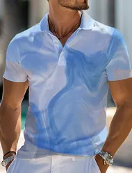 Geometry Men's Polo Sportswear Casual 3D Print Golf Polo Polyester Short Sleeve Turndown T-Shirts Micro-elastic Lapel Polo shirt