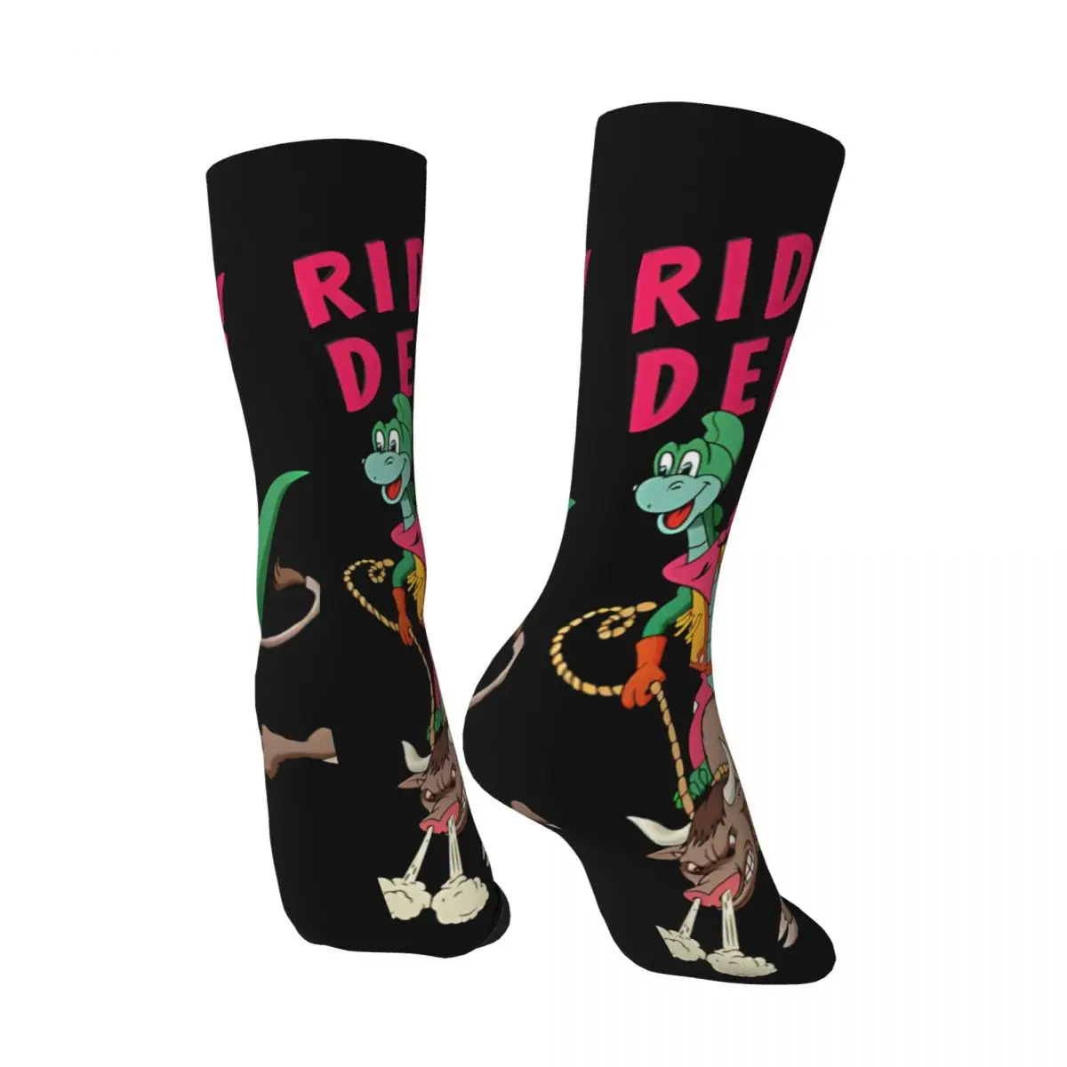 Hip Hop Vintage Ride Bull Crazy Men's compression Socks Unisex D-Denver, The Last Dinosaur Street Style Pattern Printed Funny