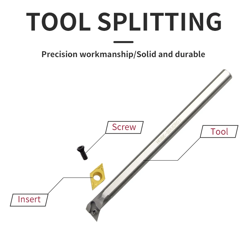 H10K-SDQCR/H10K-SDUCR/H12M-SDXCR07 HSS turning tool lathe boring bar small diameter deep hole boring cutter DCMT Carbide Insert