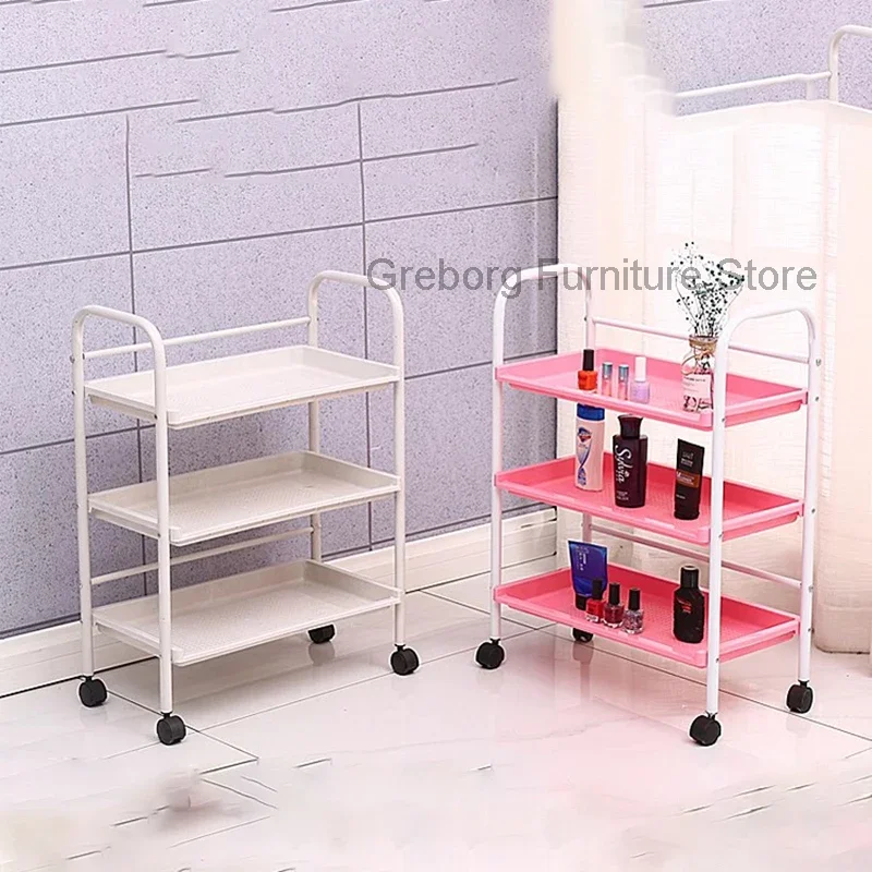 Furniture Tattoo Rolling Trolley Storage Multi-purpose Iron Cart Wheels Manicure Cosmetics Hair Salon Rollwagen Beauty Drawer