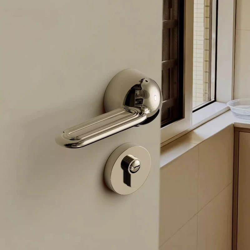 French Bauhaus Magnetic Door Lock Silent Bedroom Silver Handle Vintage Interior Home Improvement Hardware for Wood Door Locks