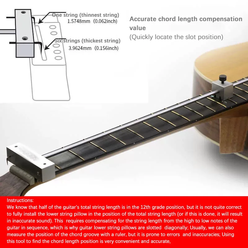 Wooden Guitar Calibration Sliding Rod For String Scale Compensation And Saddle Groove Measurement Guitar Repair Tool