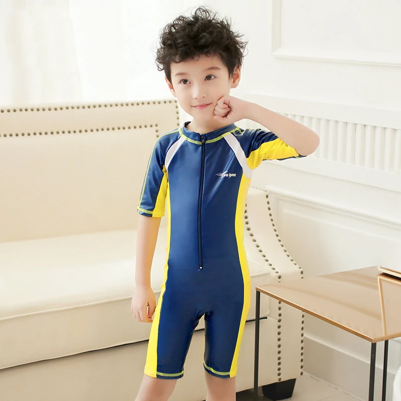 Full Body Boys Swimwear Sun Protection Kids Swimsuit One Piece Children Long Sleeve Bathing Suit Summer Swimming Pool Clothes