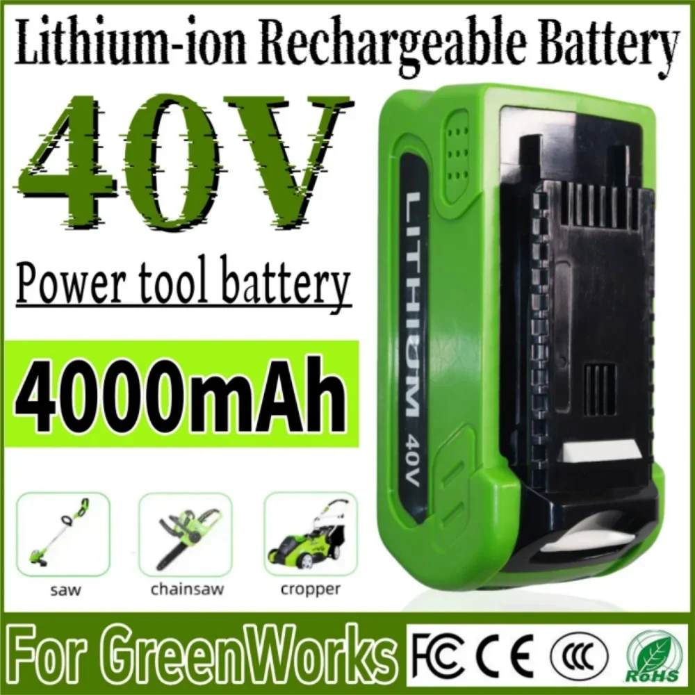 40V 18650 Rechargeable Battery 4.0Ah for GreenWorks 29462 29472 29282 for G-MAX GMAX Lawn Mower Power Tools Battery