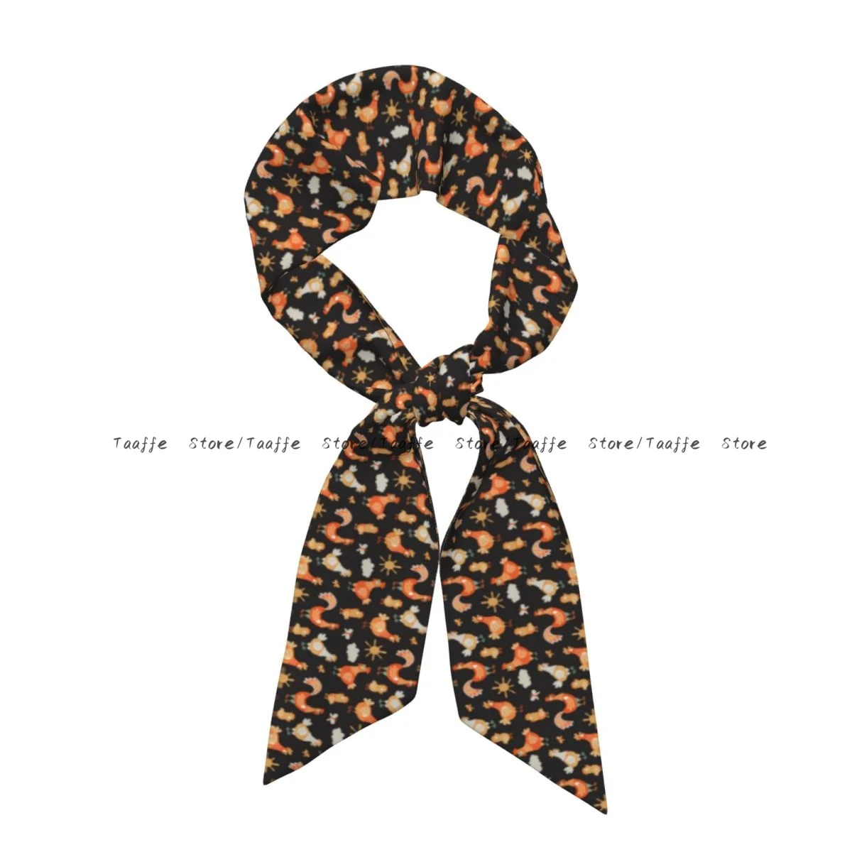Women Long Skinny Scarf Fake Imitated silk Wrap Funny Chickens Pattern Head Neck Hair Tie Band