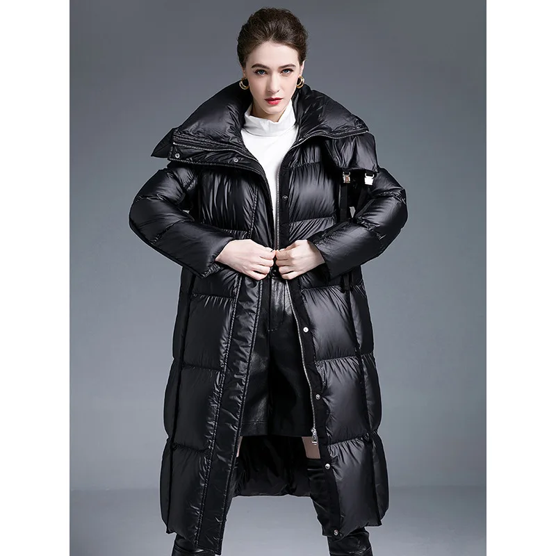 Inverno novo 90% pato branco para baixo jaqueta para mulheres mais grosso quente solto moda casaco puffer jaqueta com capuz casaco à prova de vento