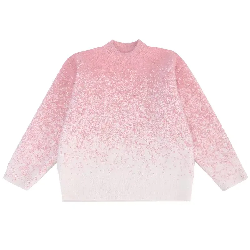 Candy Color Girl Starry Sky Sweater Child Knit Clothes Pullover Outerwear For Teenager Kids Pink Gradient Sweater Knitwear 5-14T