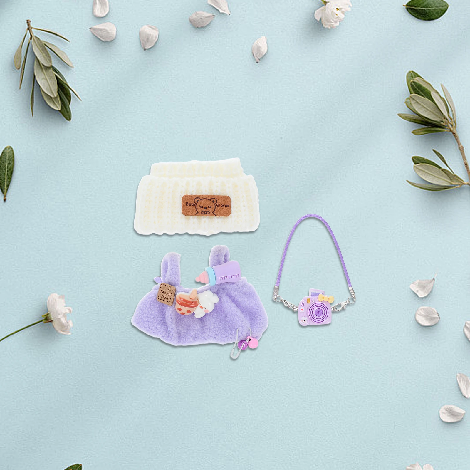 

1 set Clothing Set: Baby Outfit With Mini Hat Romper For Stuffed Animals Cute Accessories Vintage Camera Prop Decor Play
