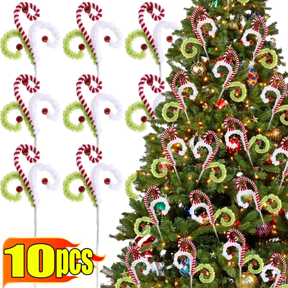 10/1 قطعة عيد الميلاد الملونة الغزل مصاصة قصاصات شجرة عيد الميلاد قصب الحلوى فرع معلقة قلادة Craft بها بنفسك الحرفية ديكور المنزل الطرف #1