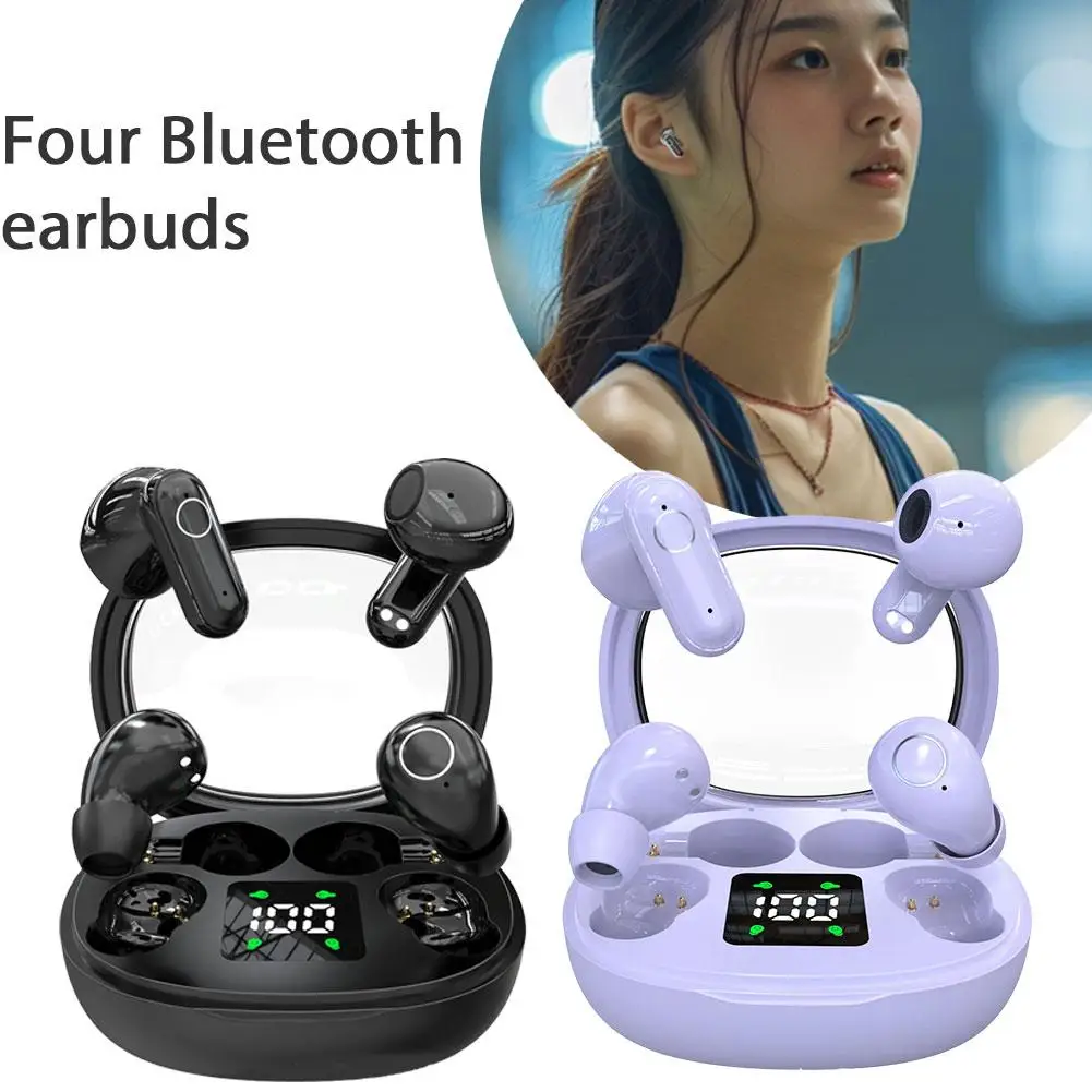2 Pairs Wireless Earphone Bluetooth 5.4 Headphones Comfortable Hidden Earbuds Waterproof Noise Reduction Sports Headset