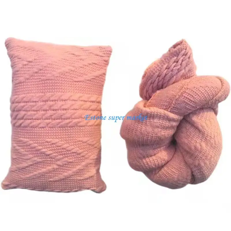 

090B 2 Pcs Baby Receiving Blanket Pillow Set Infants Swaddling Wrap Sleepsack Newborn Photography Props Photo