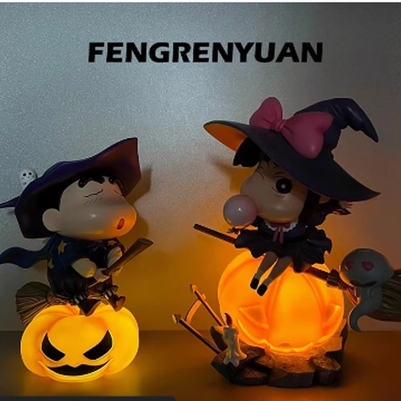 Halloween Crayon Shin-Chan Ai Jiang Xiao Ai Pumpkin Cute Lantern Pvc Hand-Made Desktop Decoration Ornament Model Children'S Toy