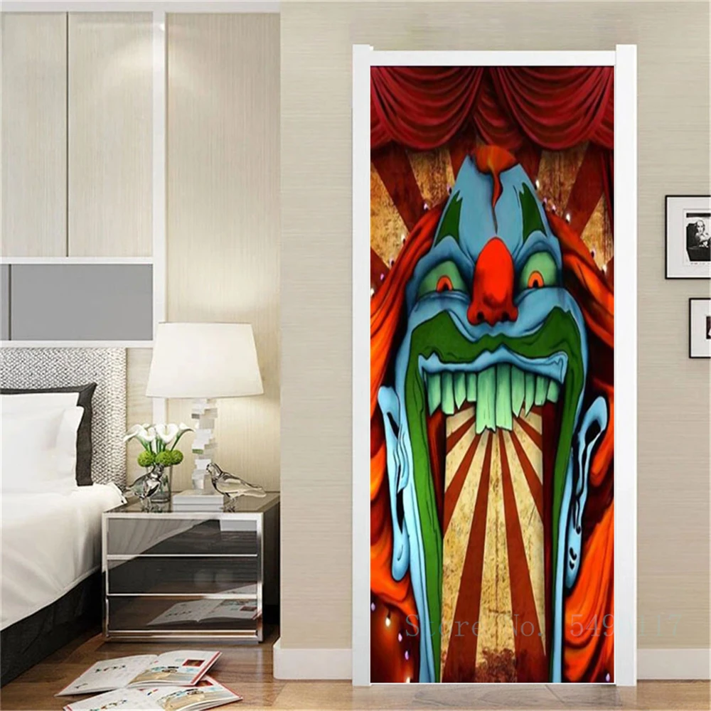 Halloween Door Stickers Self-adhesive Festival Party Decoration Wallpaper Clown Poster Living Room Bedroom Custom Wall Murals