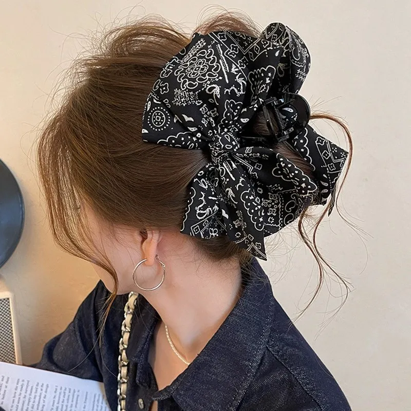 1pc Korean Sweet Bow Shark Clip Hairpin Large Size Hair Claw Crab Elegant Fashion Hair Accessories Girls Ladies Headwear
