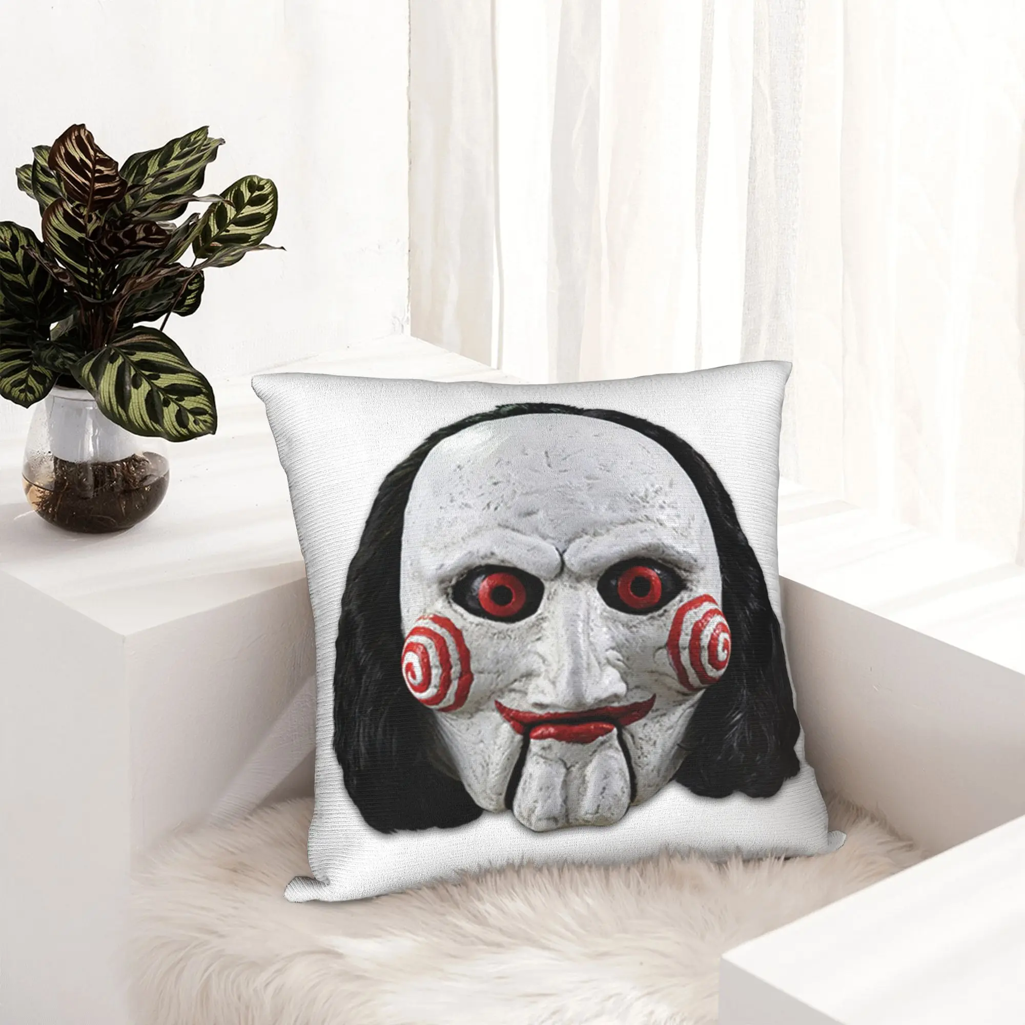 Billy The Puppet Saw Pillowcase Printing Polyester Cushion Cover Decorations Horror Movie Jigsaw Pillow Case Cover Home 45*45cm