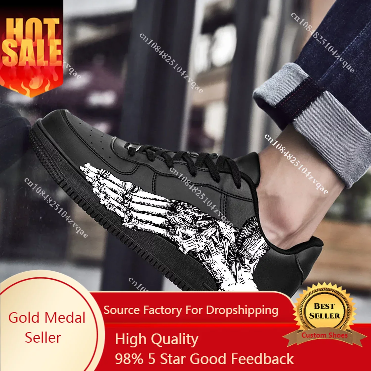 

Skeleton Feet AF Basketball Mens Womens Sports Running High Quality Flats Force Sneakers Lace Up Mesh Customized Made Shoe DIY