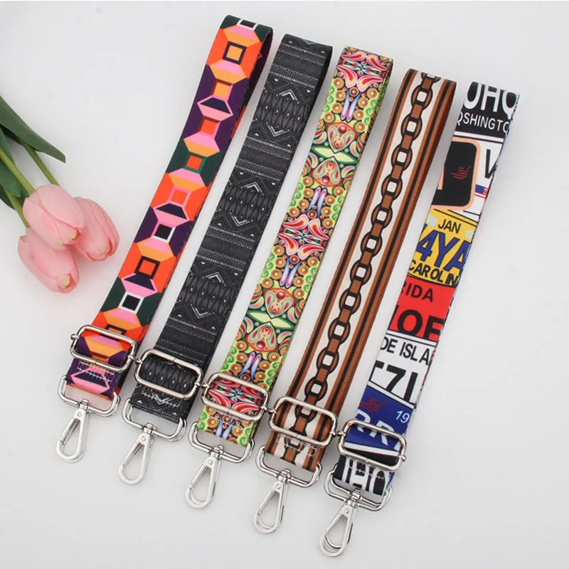 

Ethnic Shoulder Bag Strap for Women's Crossbody Handbag Messenger Adjustable DIY Bag Accessories Nylon Rainbow Bags Belts