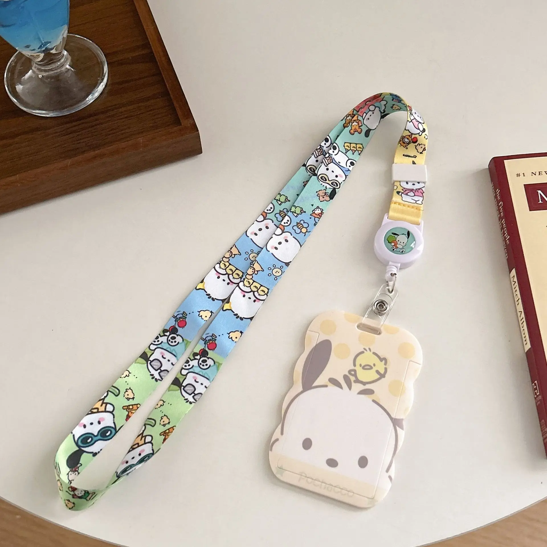 Kawaii  Retractable Lanyard Card Holder Kuromi Melody Cinnamoroll Cute Wave Shape Student ID Bus Badge Case Girls Gift view 2