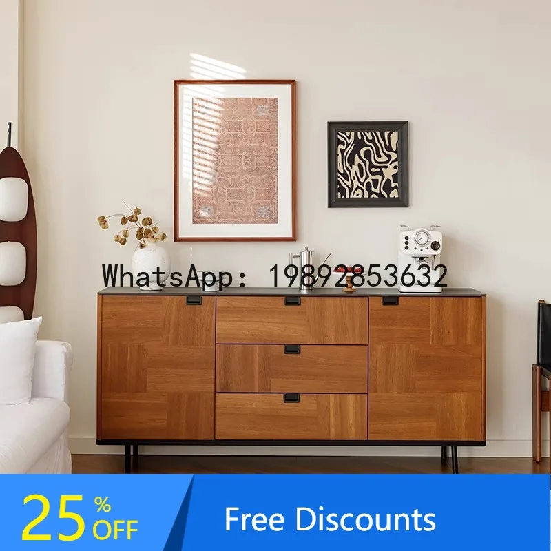

CZ Vintage Style Solid Wood Sideboard French Retro Living Room Wall-Mounted Integrated Storage Cabinet Entryway Cabinet
