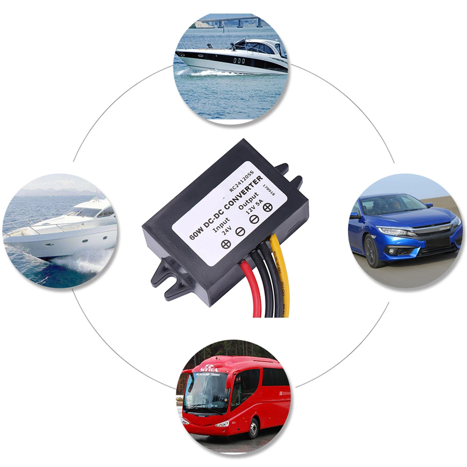 DC24V to 12V 5A 60W Step Down Converter Buck Voltage Regulator Module Waterproof IP68 with Over Current Over Voltage Over