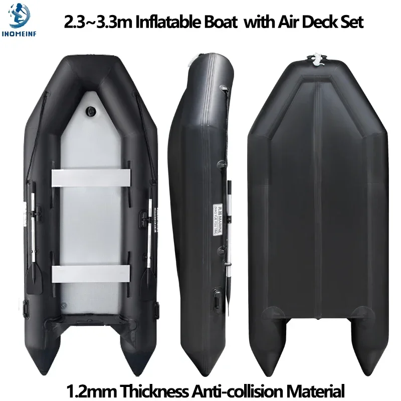 

2.3~3.3m Inflatable Fishing Boat PVC Assault Boats with Air Deck 1.2mm Anti-collision Speed Raft Kayak Rowing Accessories