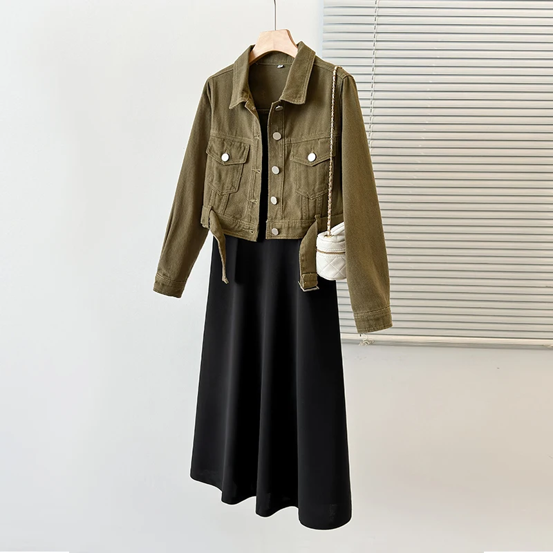 2 Piece Dress Set Women Casual Y2k Crop Tops Elegant Jacket Coats + Mini Skirts Korean Fashion Suits 2023 Autumn Blazers Dress