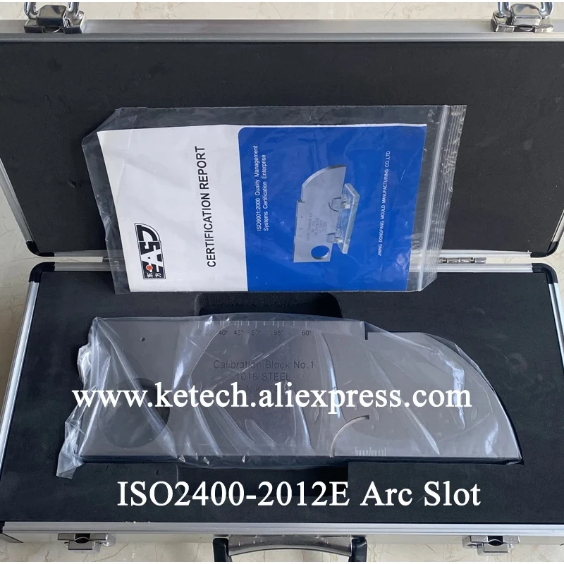 V1 교정 테스트 블록 IIW1 (ISO2400-2012E)-직선 및 아크 슬롯