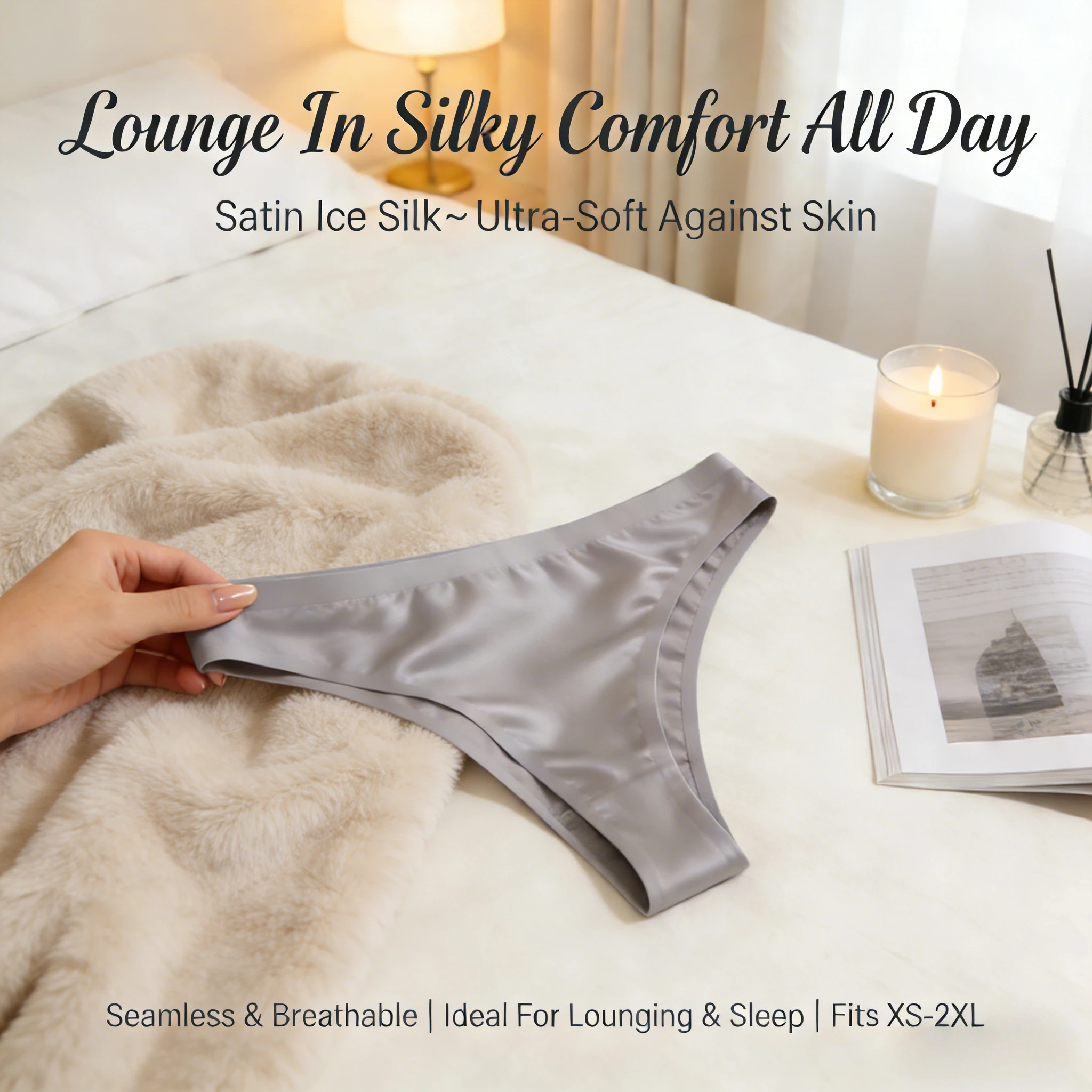 Sømløs Satin Thong for Damer - alternate angle
