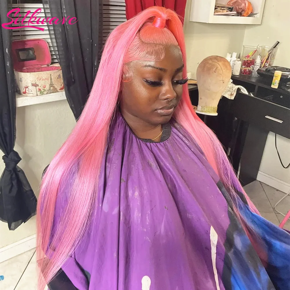 

Light Pink13X6 Hd Transparent Lace Frontal Wigs Straight Lace Front Wig 200 Density 613 Colored Human Hair Wigs For Black Women