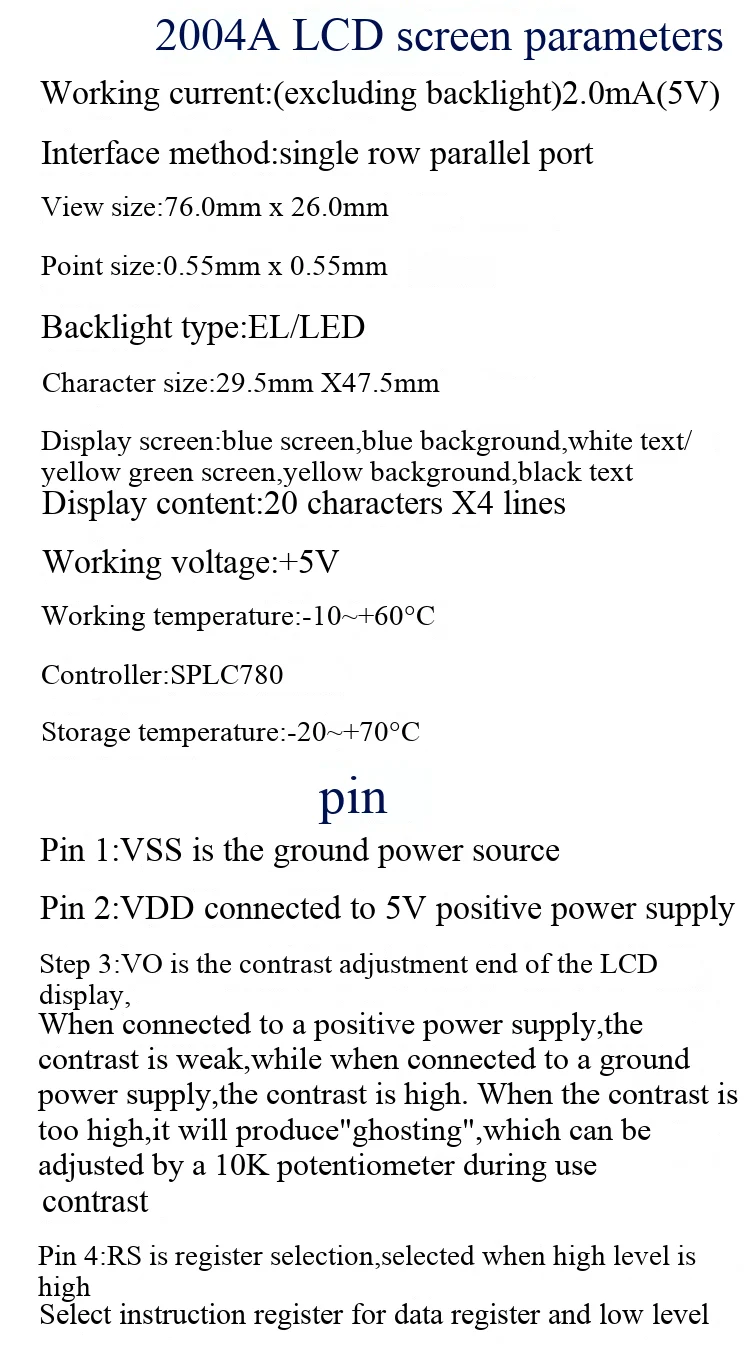 Blau/Gelb-Grüner Bildschirm 1602A/2004A/12864B LCD-Bildschirm 5V LCD mit Hintergrundbeleuchtung IIC/I2C – Detail 5