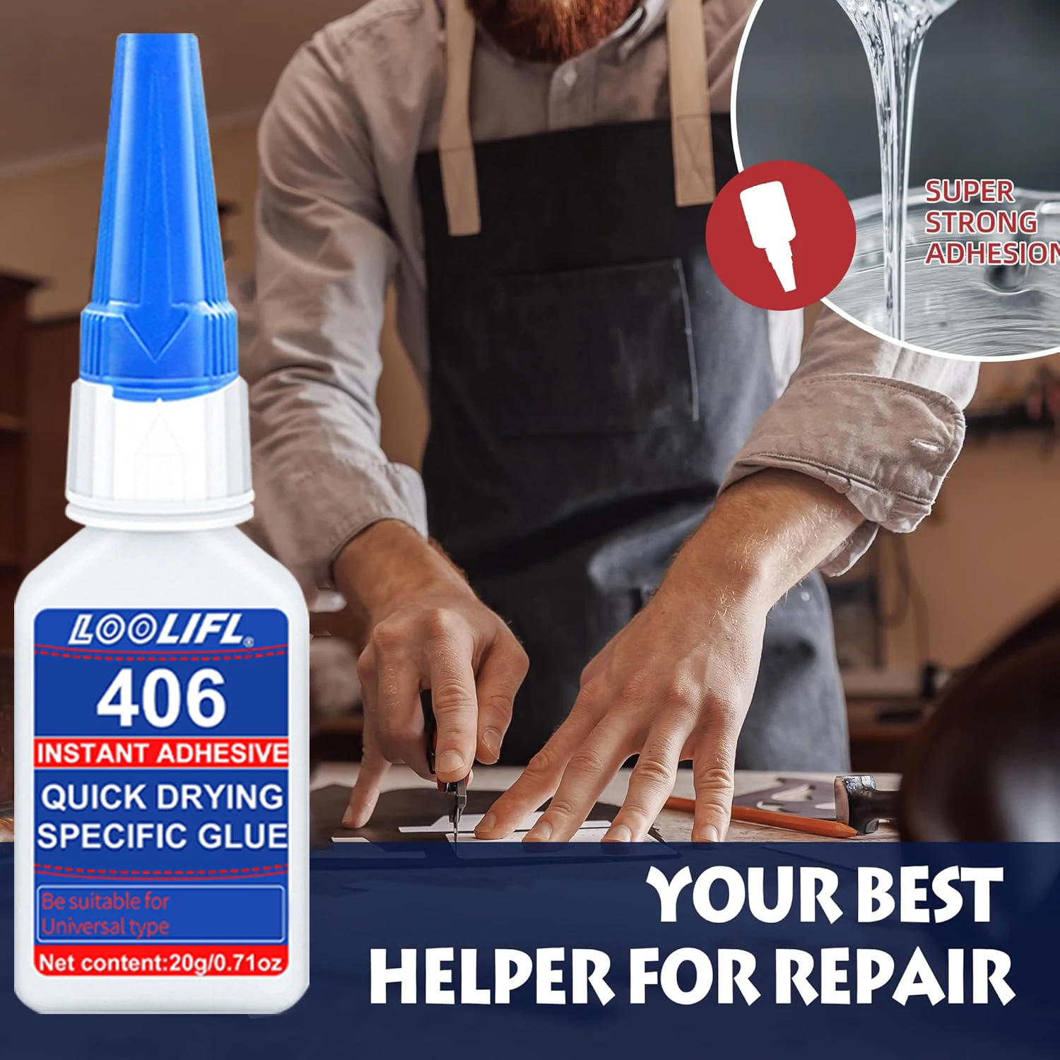 LOOLIFL New 406 Super Instant Glue Cyanoacrylate Super Glue 10 Second Quick Drying Adhesive For Ceramics Wood Quick Fix Tools image 5