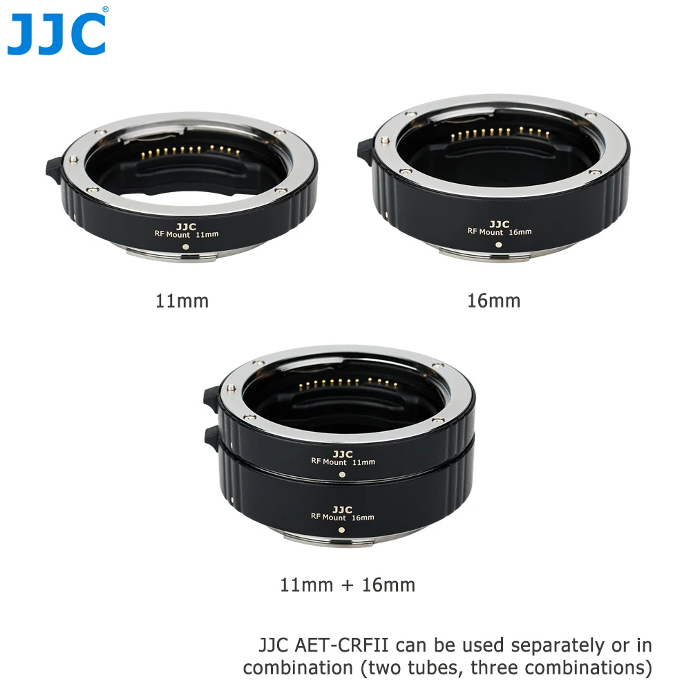 JJC-RF Monte Auto Foco Macro Extensão Anel de Tubo Set para Canon, R50, R7, R8, R5, R6, R10, EOS R, RP, R3, R6, Mark II, R100