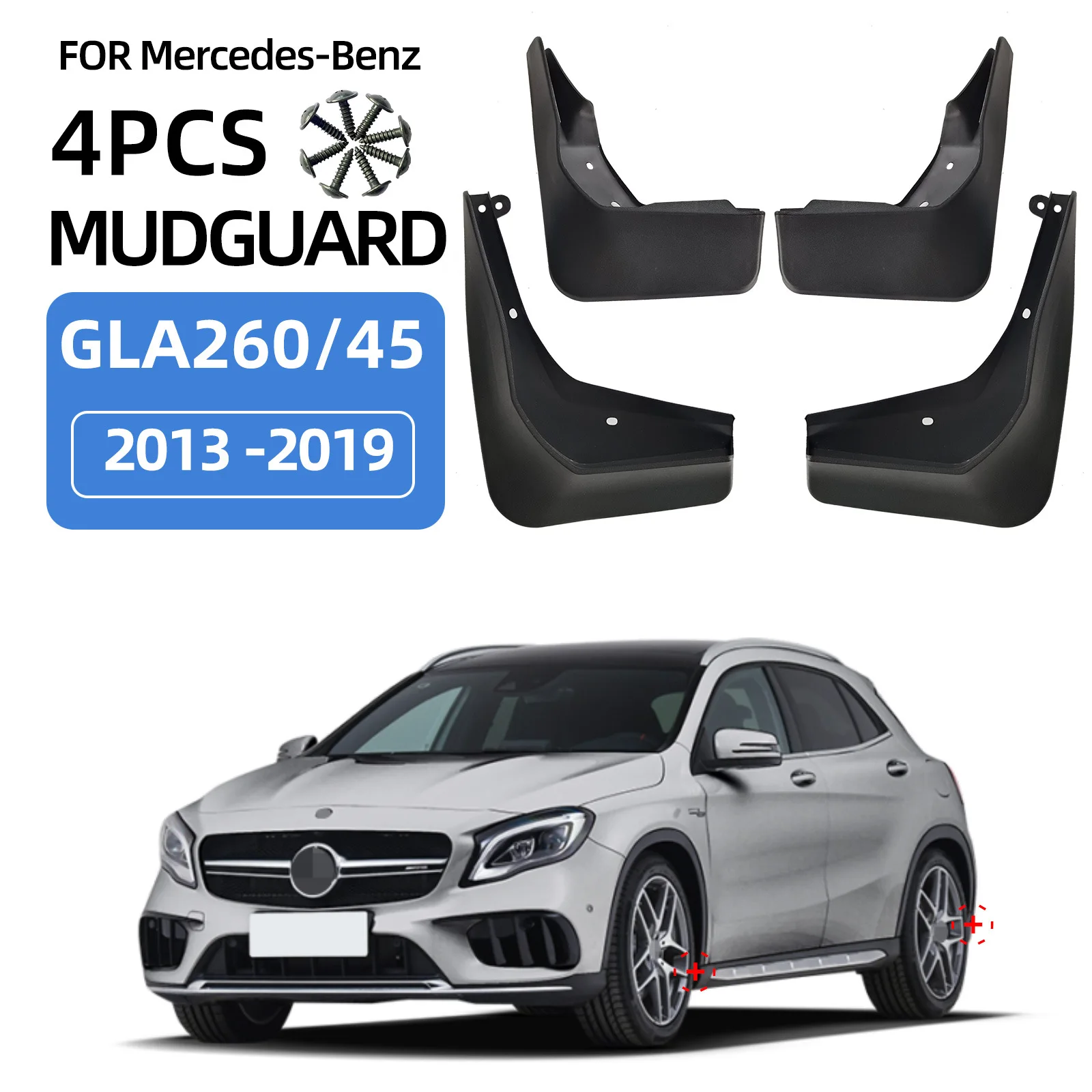 For Mercedes-Benz GLA 260/45 2013-2019 Mud Flaps Mud Guards Splash Guards Wheel Splash Shield Auto Exterior Accessories