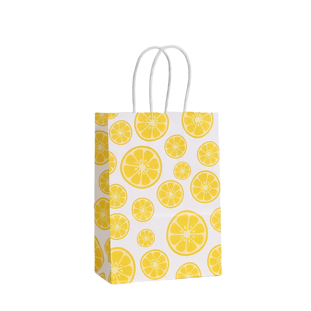 LPZHI, Lemon-Themed Paper Gift Bags with Handles, Vibrant, Eco-Friendly, Reusable for Birthday, Party, Festival Supplies, Pack