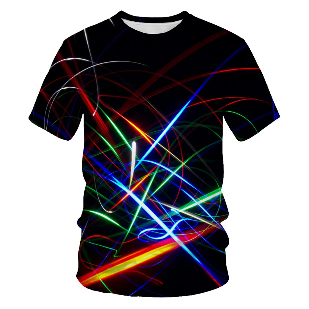 Colorful Light Fantasy Aurora 3D Print Fashion Men's T-shirt Hip-hop Fun O Neck Loose Tops Casual All-match Unisex Kid's T Shirt