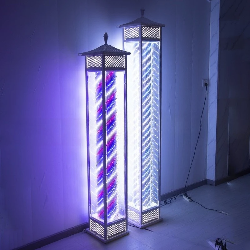 Hairdressing floor-to-ceiling turn light glass hair salon sign light outdoor waterproof