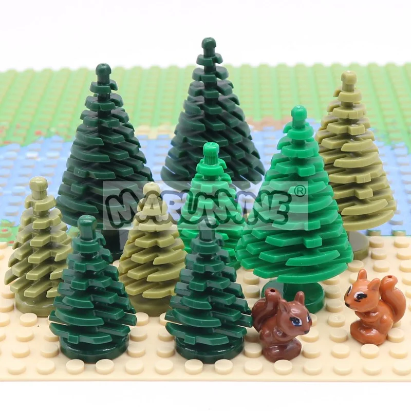 MARUMINE Weihnachten MOC Blöcke Teile Kiefer Eichhörnchen Bausteine Dschungel Wald Zubehör Kompatibel mit 2435 3471 11568