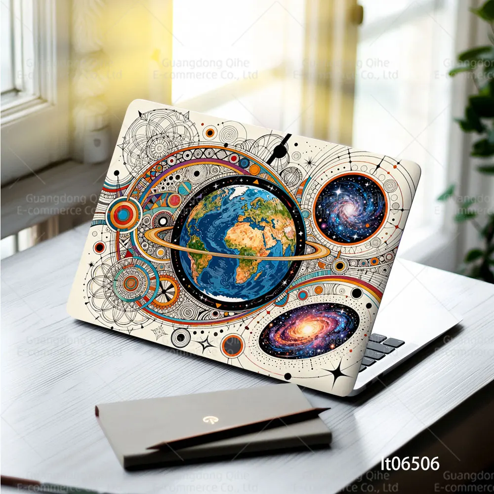 2PCS Sunset Ocean Wave Laptop Skin Sticker, Red Sky Seascape Nature Scenery Decal Cover for Macbook HP Dell Lenovo 11-17 inch