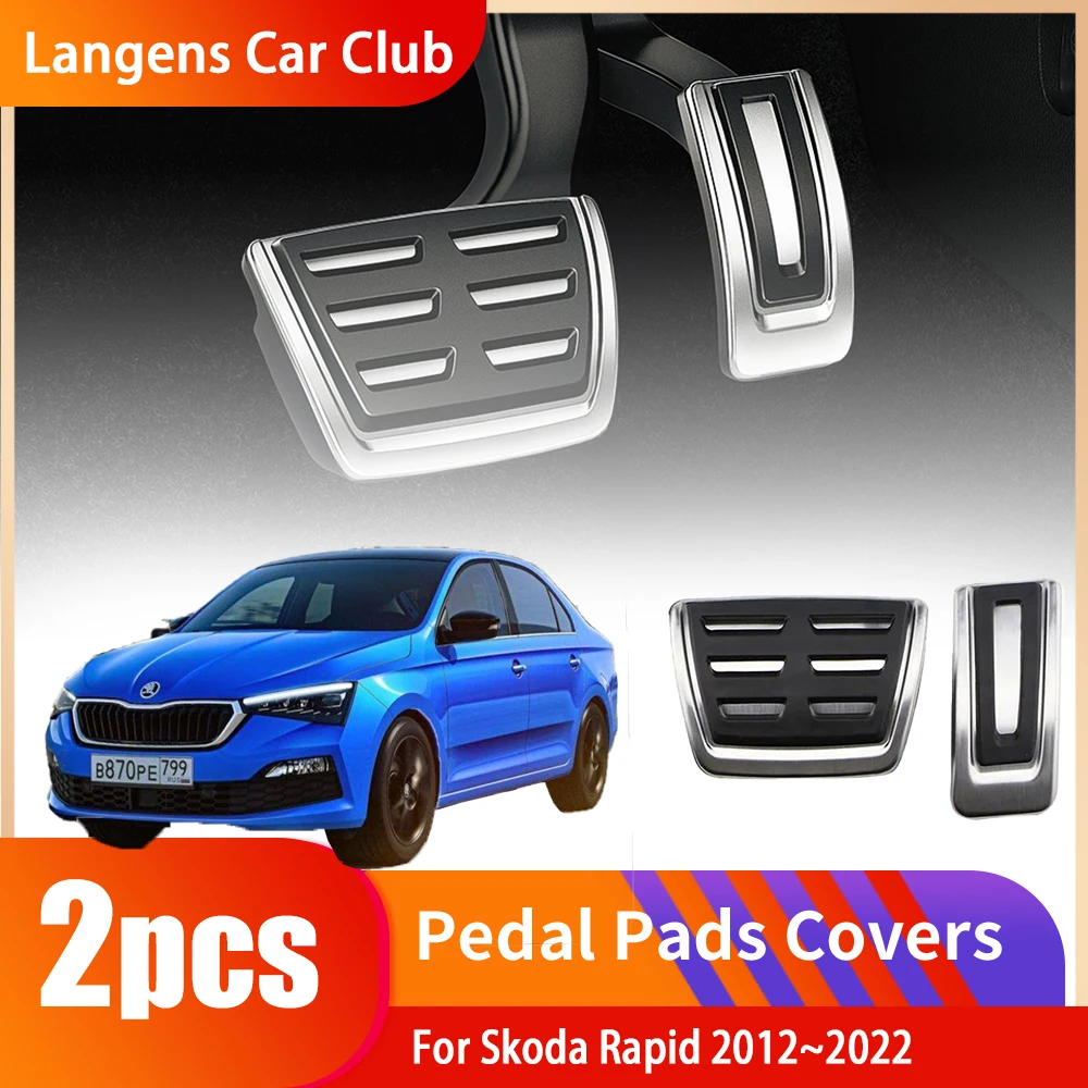 

For Skoda Rapid VW Polo 2012~2022 Accelerator Car Pedals Gas Brake Stainless Steel Non-slip Foot Rest Pedal Pads Accessories.