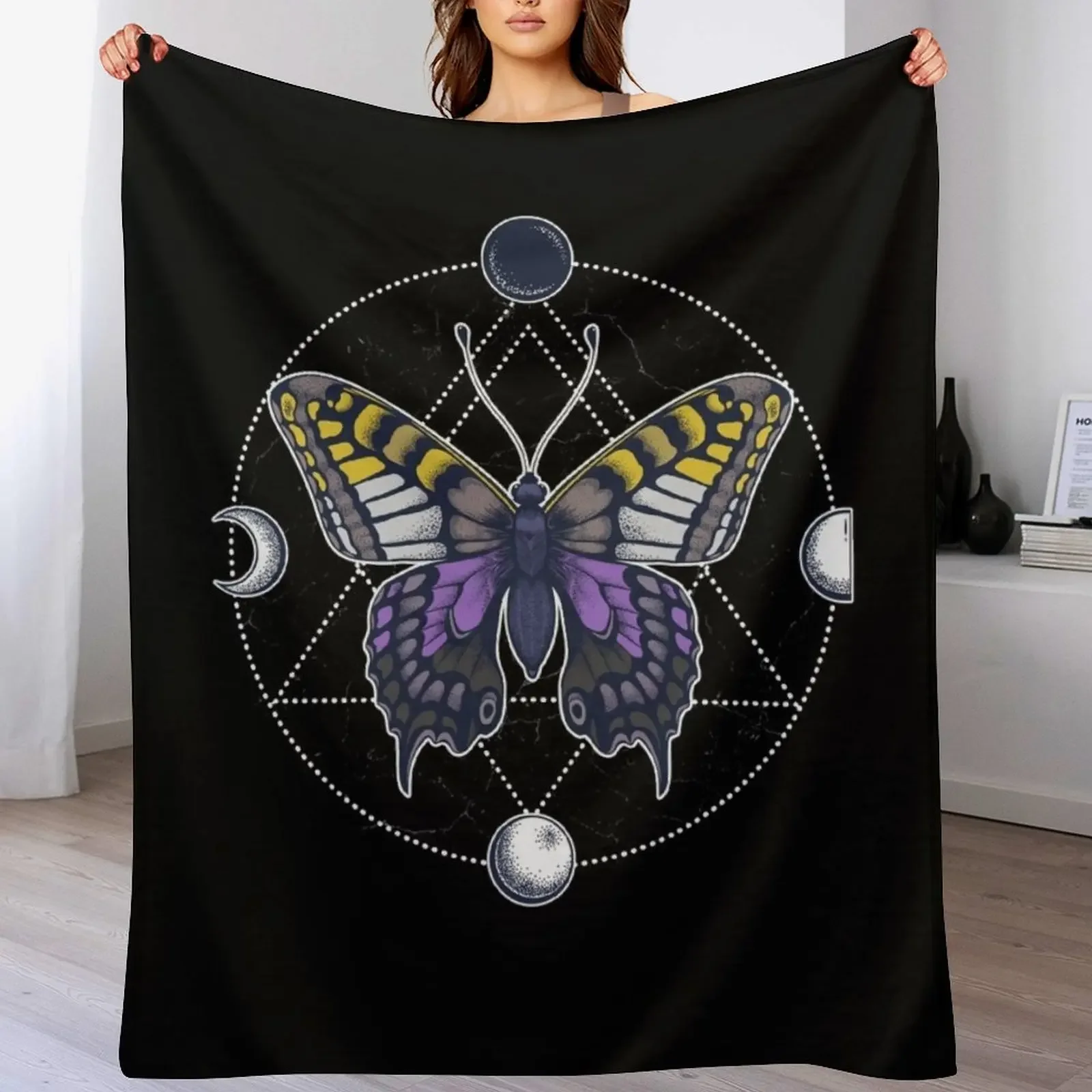 

Nonbinary Butterfly Throw Blanket Soft Home Decor Blanket for Couch Bedroom
